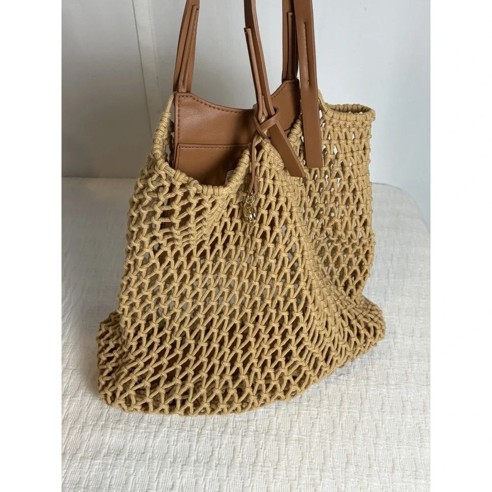 Spartina 449 Mesh Macramé Tote Bag, Beach Bag, Preowned
